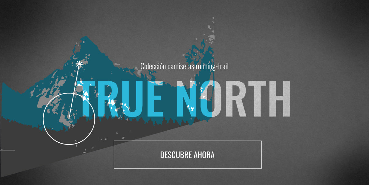 Banner sobre la colección de camisetas running trail "true north"